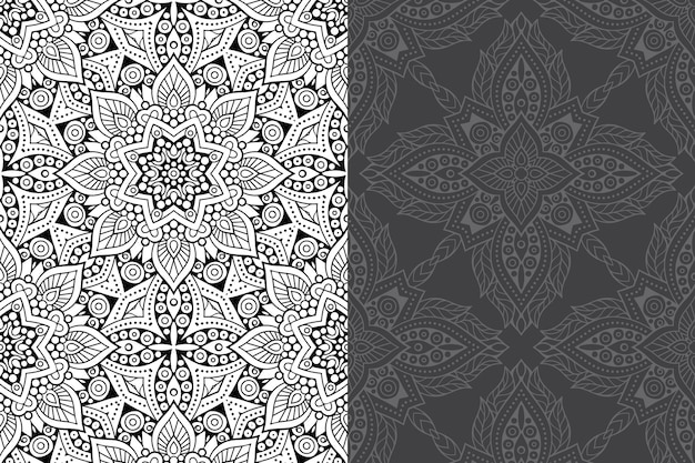 Conjunto de patrones sin fisuras de diseño de mandala ornamental de lujo.