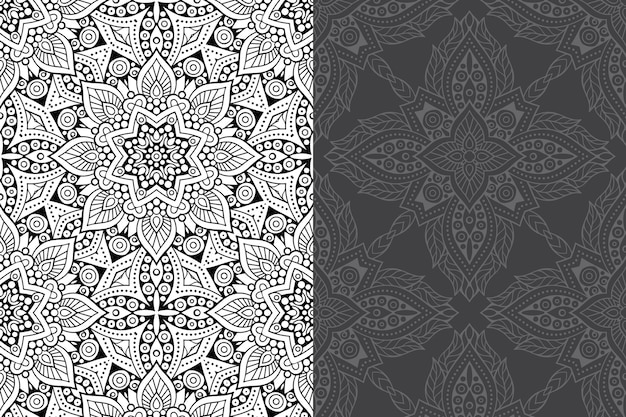 Vector conjunto de patrones sin fisuras de diseño de mandala ornamental de lujo.