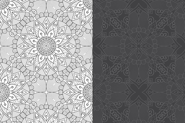 Conjunto de patrones sin fisuras de diseño de mandala ornamental de lujo.