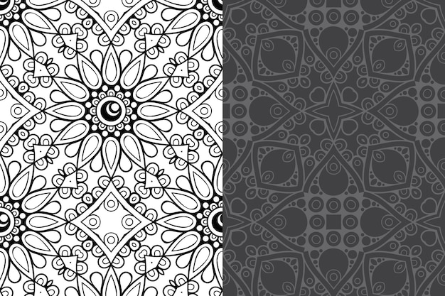 Conjunto de patrones sin fisuras de diseño de mandala ornamental de lujo.