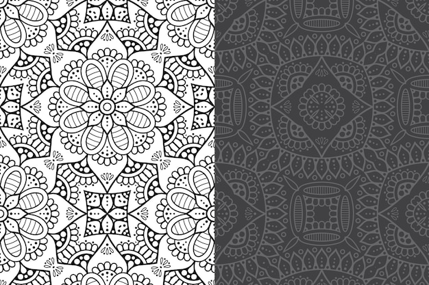 Conjunto de patrones sin fisuras de diseño de mandala ornamental de lujo.