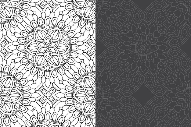 Conjunto de patrones sin fisuras de diseño de mandala ornamental de lujo.