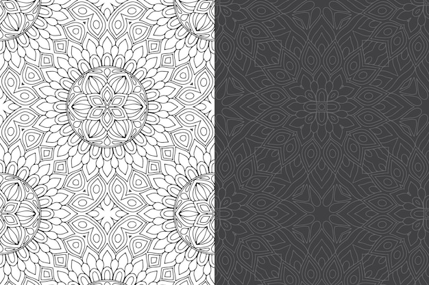 Vector conjunto de patrones sin fisuras de diseño de mandala ornamental de lujo.