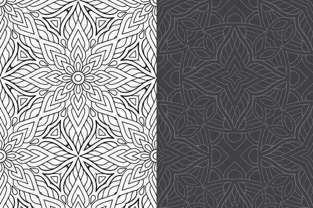 Conjunto de patrones sin fisuras de diseño de mandala ornamental de lujo.