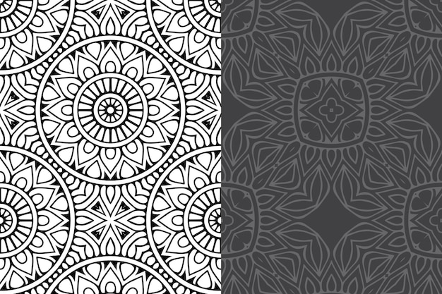 Conjunto de patrones sin fisuras de diseño de mandala ornamental de lujo.