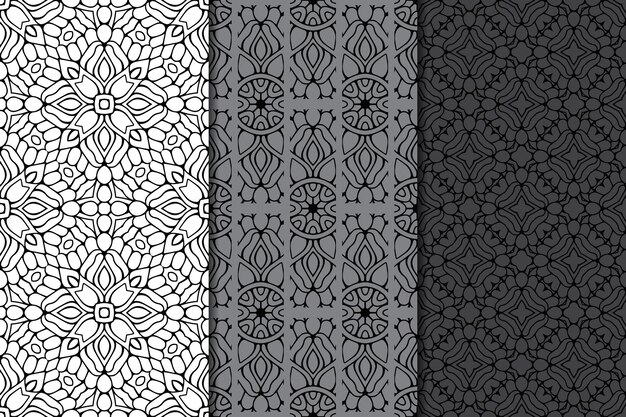 Conjunto de patrones sin fisuras elegantes ornamentales.