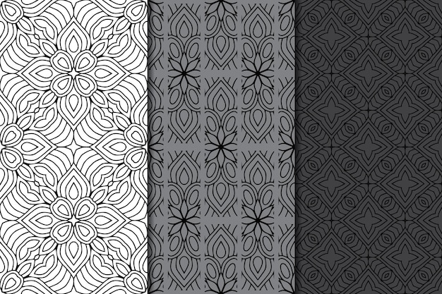 Conjunto de patrones sin fisuras elegantes ornamentales.