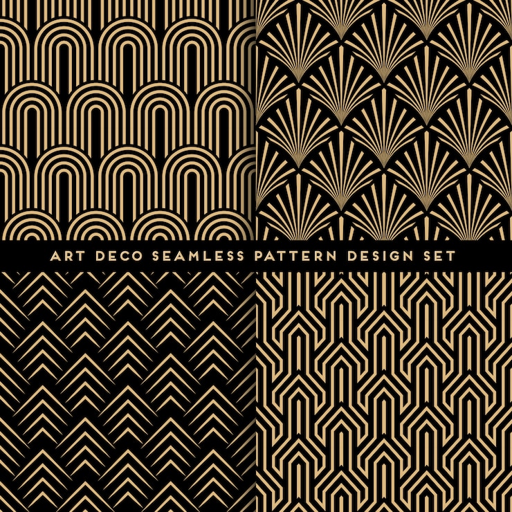 Vector conjunto de patrones sin fisuras de estilo art deco