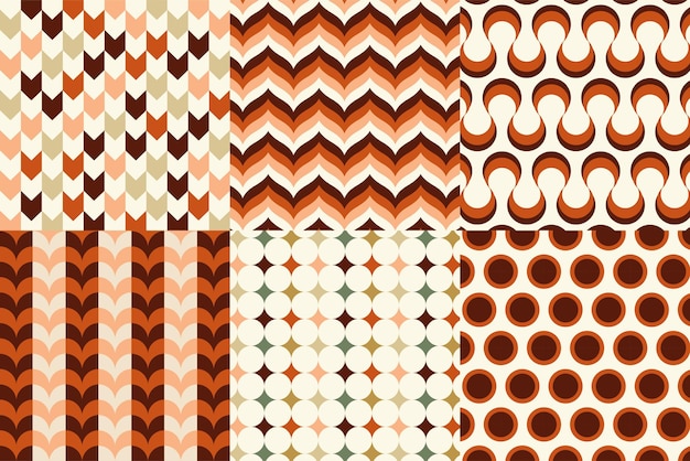 Conjunto de patrones sin fisuras en estilo retro