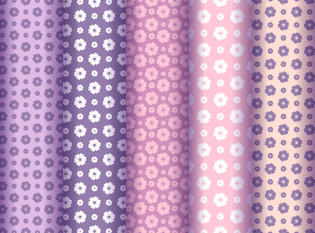 Vector conjunto de patrones sin fisuras de flor pastel