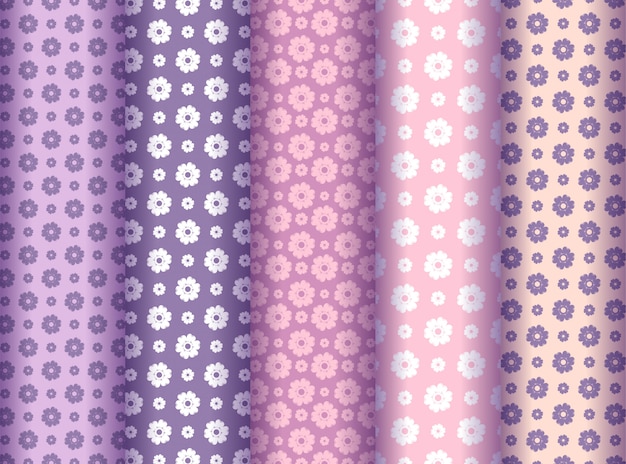 Conjunto de patrones sin fisuras de flor pastel