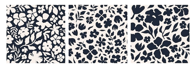 Conjunto de patrones sin fisuras florales abstractos
