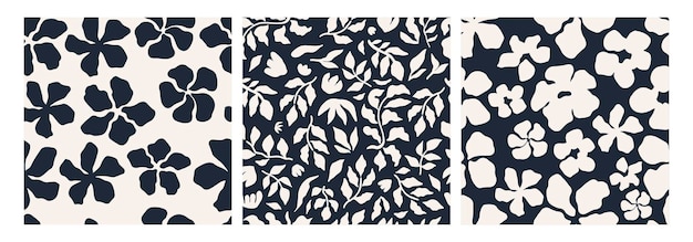 Conjunto de patrones sin fisuras florales abstractos