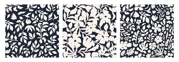 Conjunto de patrones sin fisuras florales abstractos