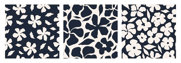 Conjunto de patrones sin fisuras florales abstractos