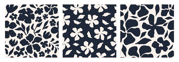 Conjunto de patrones sin fisuras florales abstractos