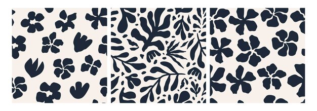 Conjunto de patrones sin fisuras florales abstractos