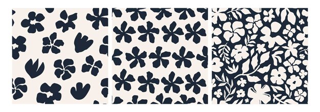 Conjunto de patrones sin fisuras florales abstractos