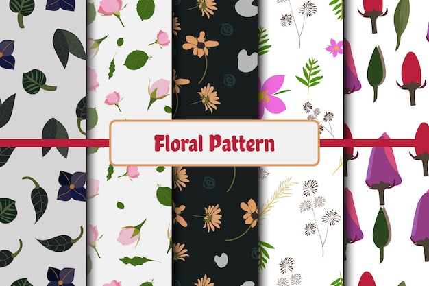 conjunto de patrones sin fisuras de formas florales Fondo floral sin fisuras para el paquete de estampados de moda