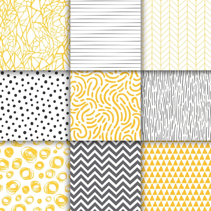 Vector conjunto de patrones sin fisuras minimalistas simples geométricos dibujados a mano abstractos