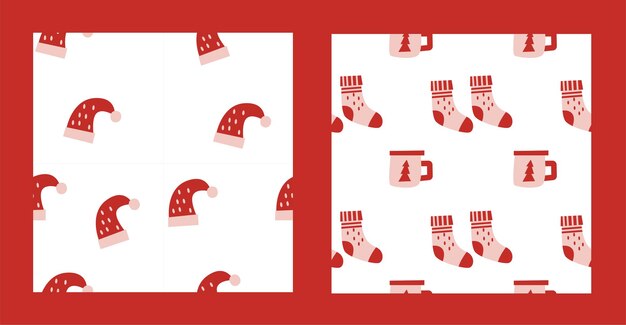 Conjunto de patrones sin fisuras de Navidad. Papeles de regalo de invierno