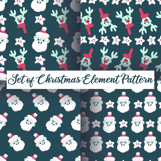 Conjunto de patrones sin fisuras de Navidad santa claus y renos