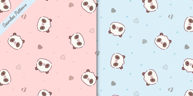 Conjunto de patrones sin fisuras de osos panda lindo vector premium