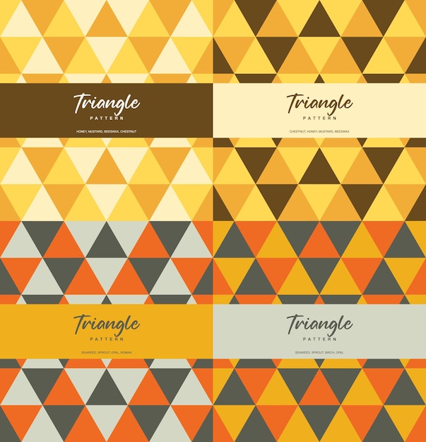 Vector conjunto de patrones sin fisuras del tema del color del triángulo dorado de 4