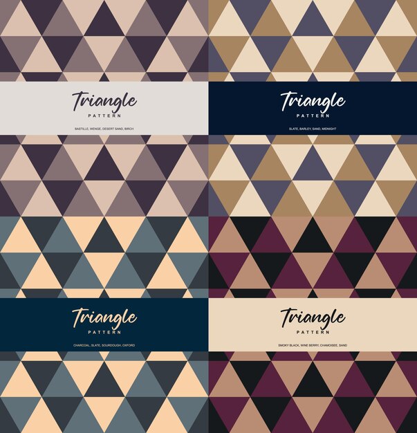 Conjunto de patrones sin fisuras de tema de color de triángulo formal y neutro de 4
