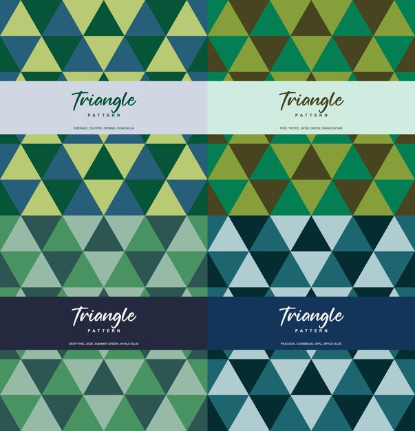 Conjunto de patrones sin fisuras de tema de color de triángulo natural verde de 4