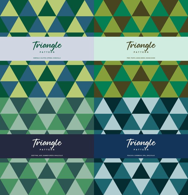 Vector conjunto de patrones sin fisuras de tema de color de triángulo natural verde de 4