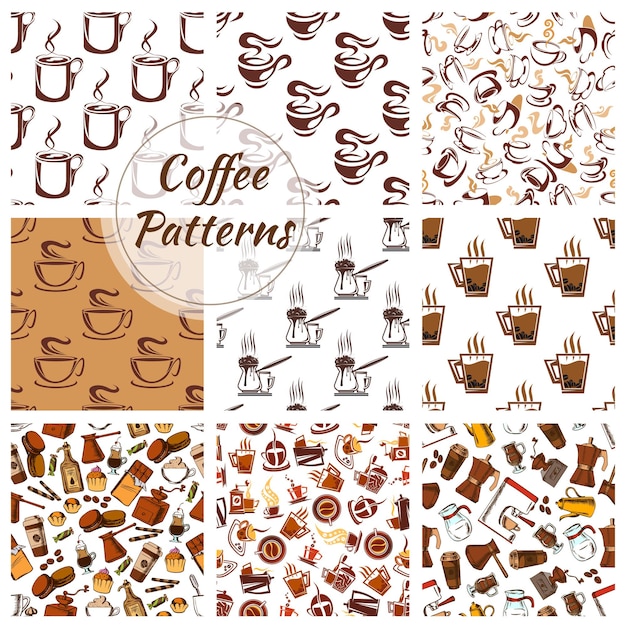 Conjunto de patrones sin fisuras de vector de café