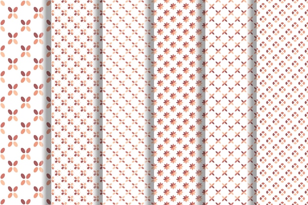 Conjunto de patrones sin fisuras vectoriales de flores y hojas beige para postales de papel tapiz textil de tela