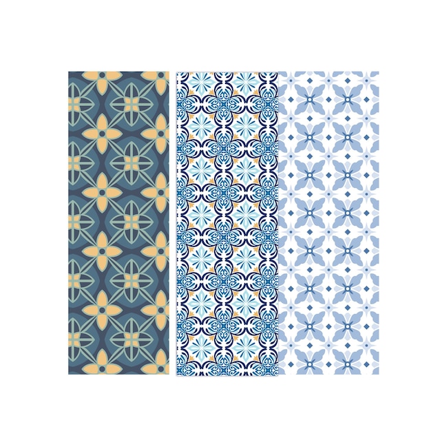 Un conjunto de patrones florales de diferentes colores con un fondo blanco