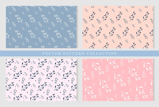 Conjunto de patrones florales vectoriales para diseño textil impreso en tonos pastel