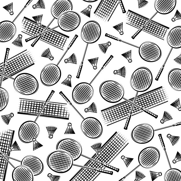 Conjunto de patrones de fondo de bádminton Colección de íconos de Bádminton Vector