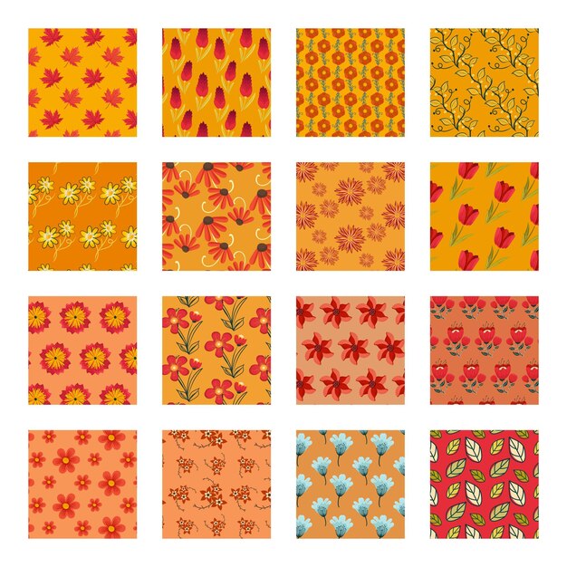 Conjunto de patrones de fondo floral