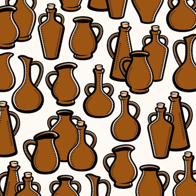 Conjunto de patrones de fondo de jarras Iconos de colección de jarras Vector