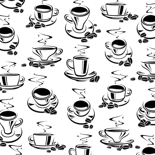 Conjunto de patrones de fondo de taza de café Icono de colección Vector de café
