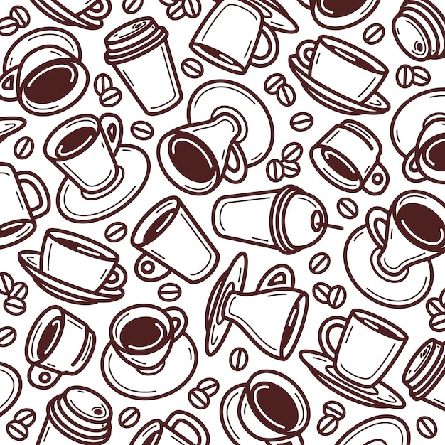 Conjunto de patrones de fondo de taza de café Icono de colección Vector de café