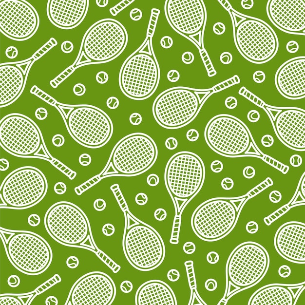 Conjunto de patrones de fondo de tenis Colección de íconos de tenis Vector