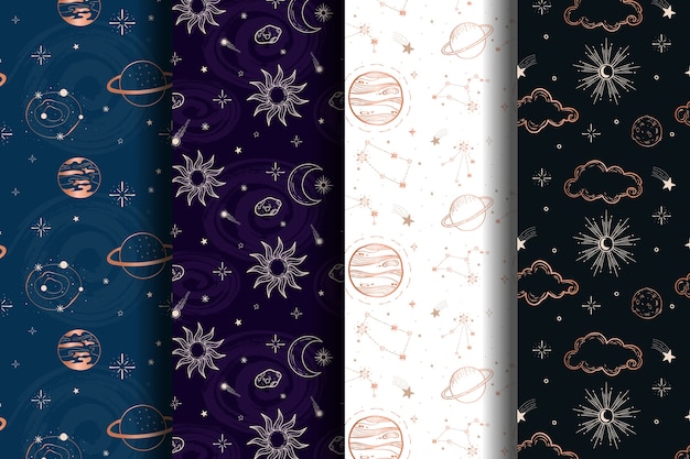 Conjunto de patrones de galaxias espaciales sin fisuras.