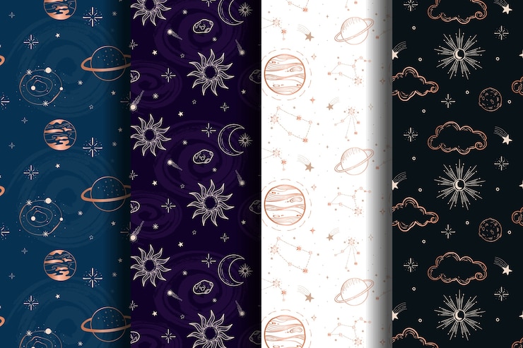 Vector conjunto de patrones de galaxias espaciales sin fisuras.