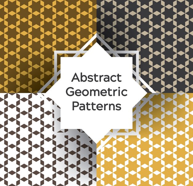 Conjunto de patrones geométricos abstractos en estilo árabe