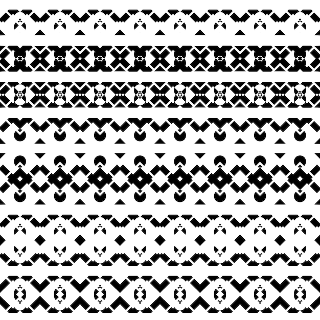 Conjunto de patrones geométricos de bordes sin costura aislados en blanco
