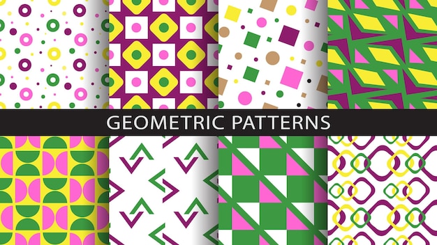 Conjunto de patrones geométricos de colores