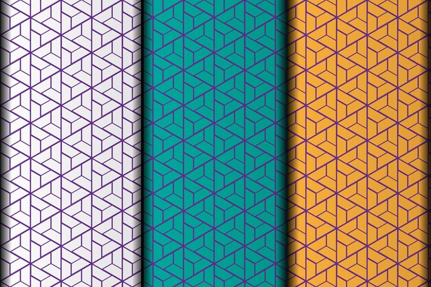 Conjunto de patrones geométricos sin costuras Diseño gráfico hexagonal geométrico abstracto