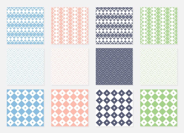 Conjunto de patrones geométricos sin costuras Ilustración vectorial