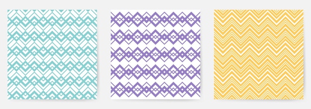 Conjunto de patrones geométricos sin costuras Ilustración vectorial