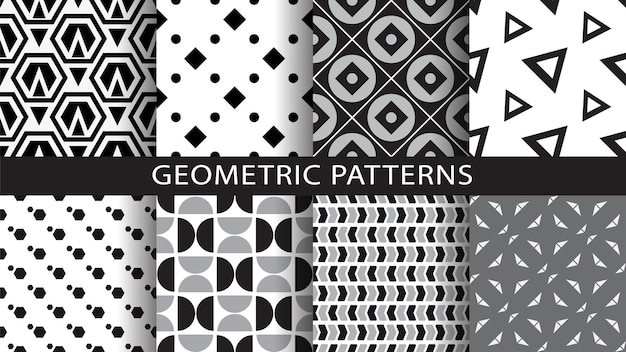 Un conjunto de patrones geométricos. Ilustración de vector.